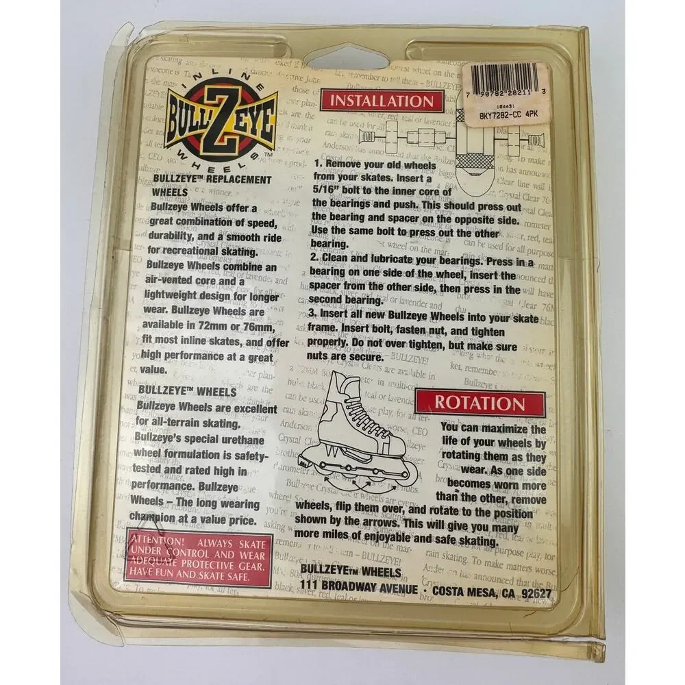 BULLZEYE Inline Replacement Wheels 72mm/80a Set of 4 Performance Skate Wheels